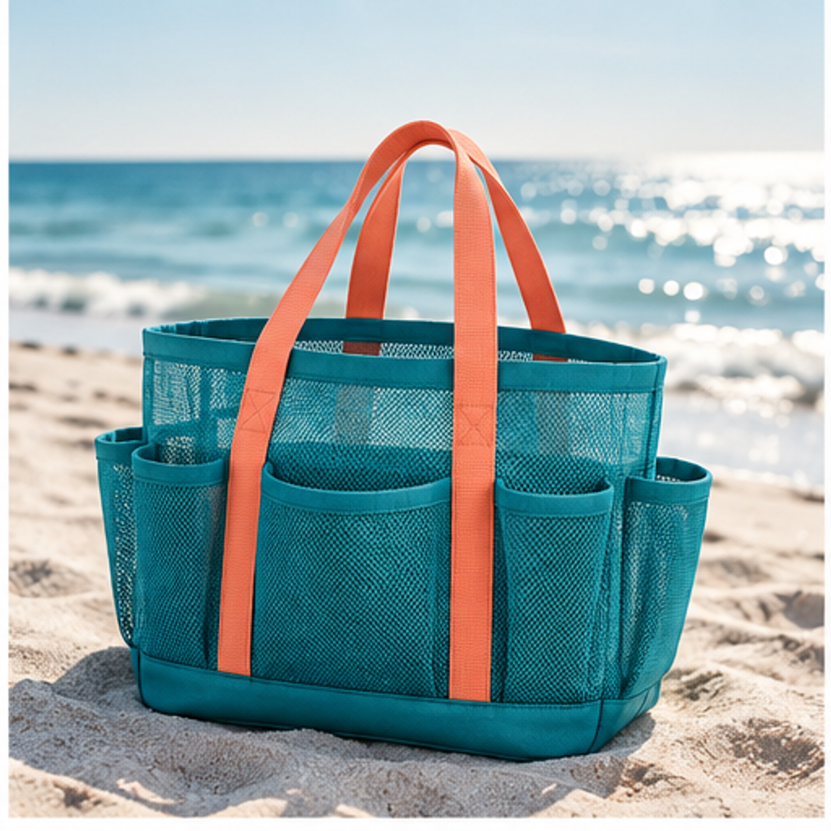 Oversized Mesh Beach Tote — lifestyle